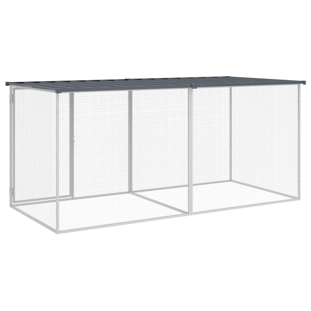antracit színű, horganyzott acél csirkeketrec tetővel 203 x 98 x 90 cm