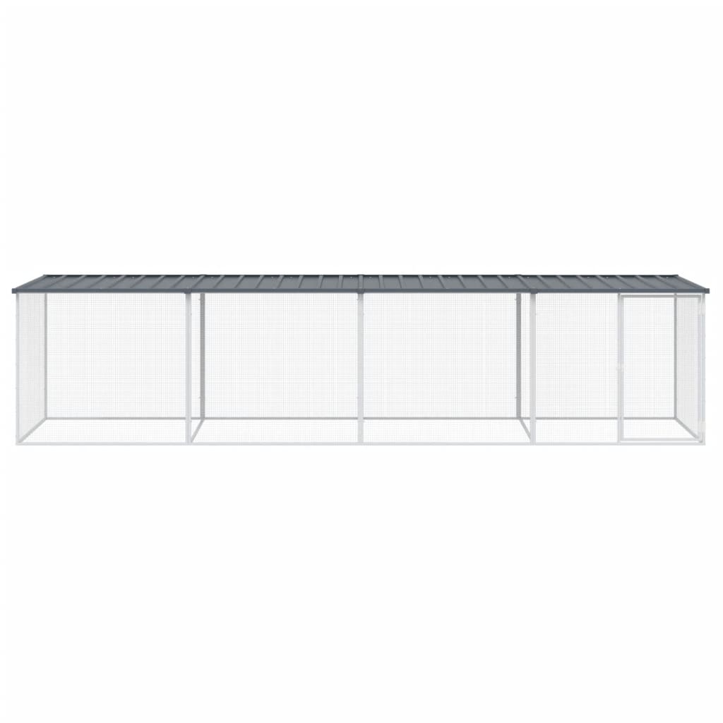antracitszürke horganyzott acél tyúkketrec tetővel 403x98x90 cm