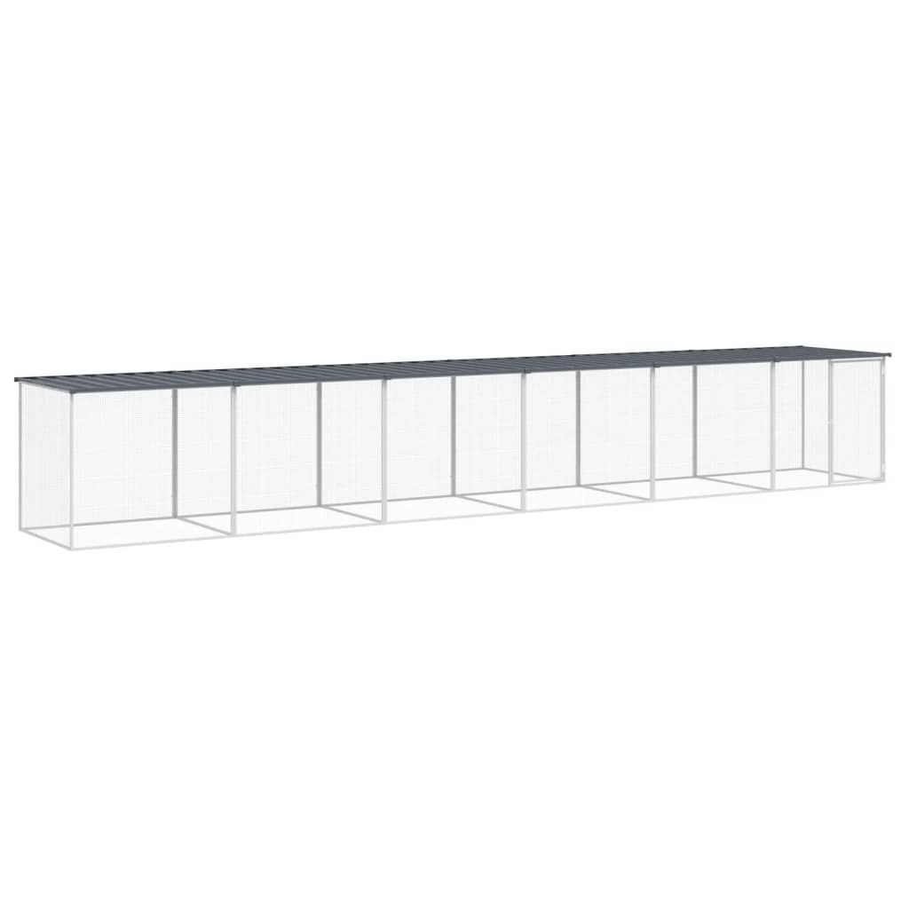 antracitszürke horganyzott acél tyúkketrec tetővel 603x98x90 cm