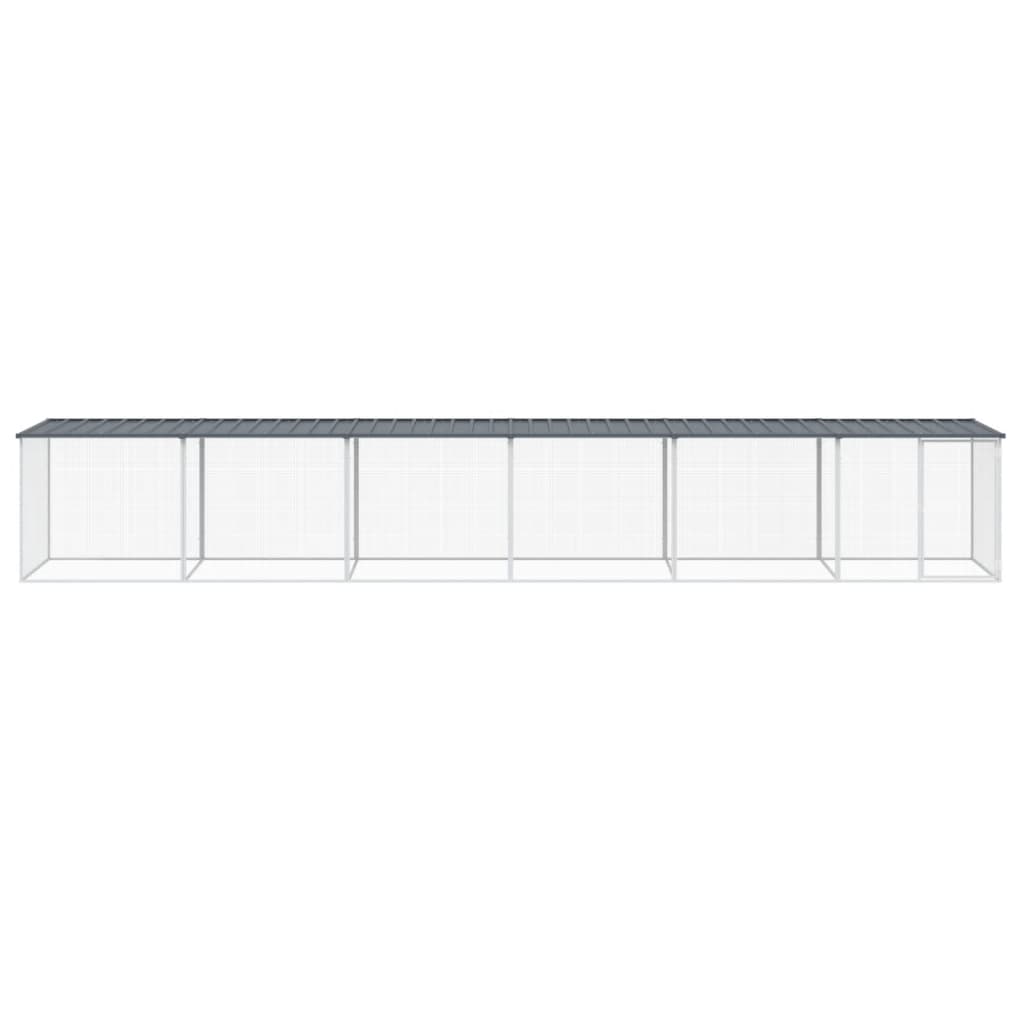 antracitszürke horganyzott acél tyúkketrec tetővel 603x98x90 cm