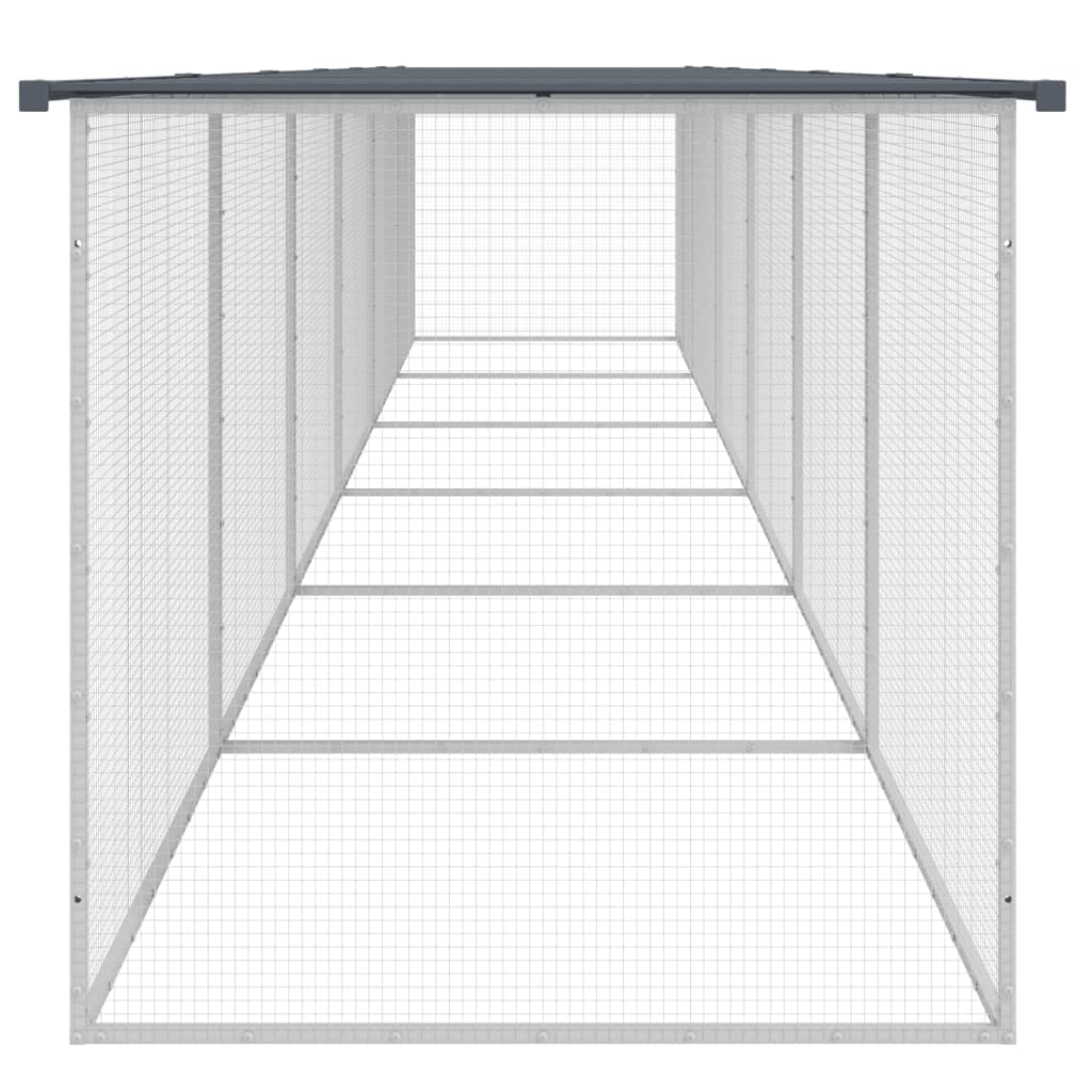 antracitszürke horganyzott acél tyúkketrec tetővel 603x98x90 cm