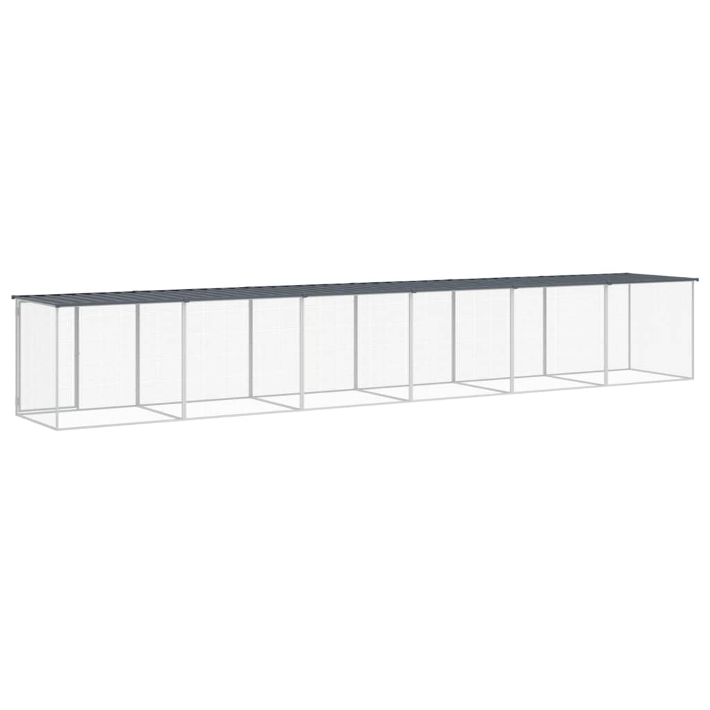 antracitszürke horganyzott acél tyúkketrec tetővel 603x98x90 cm