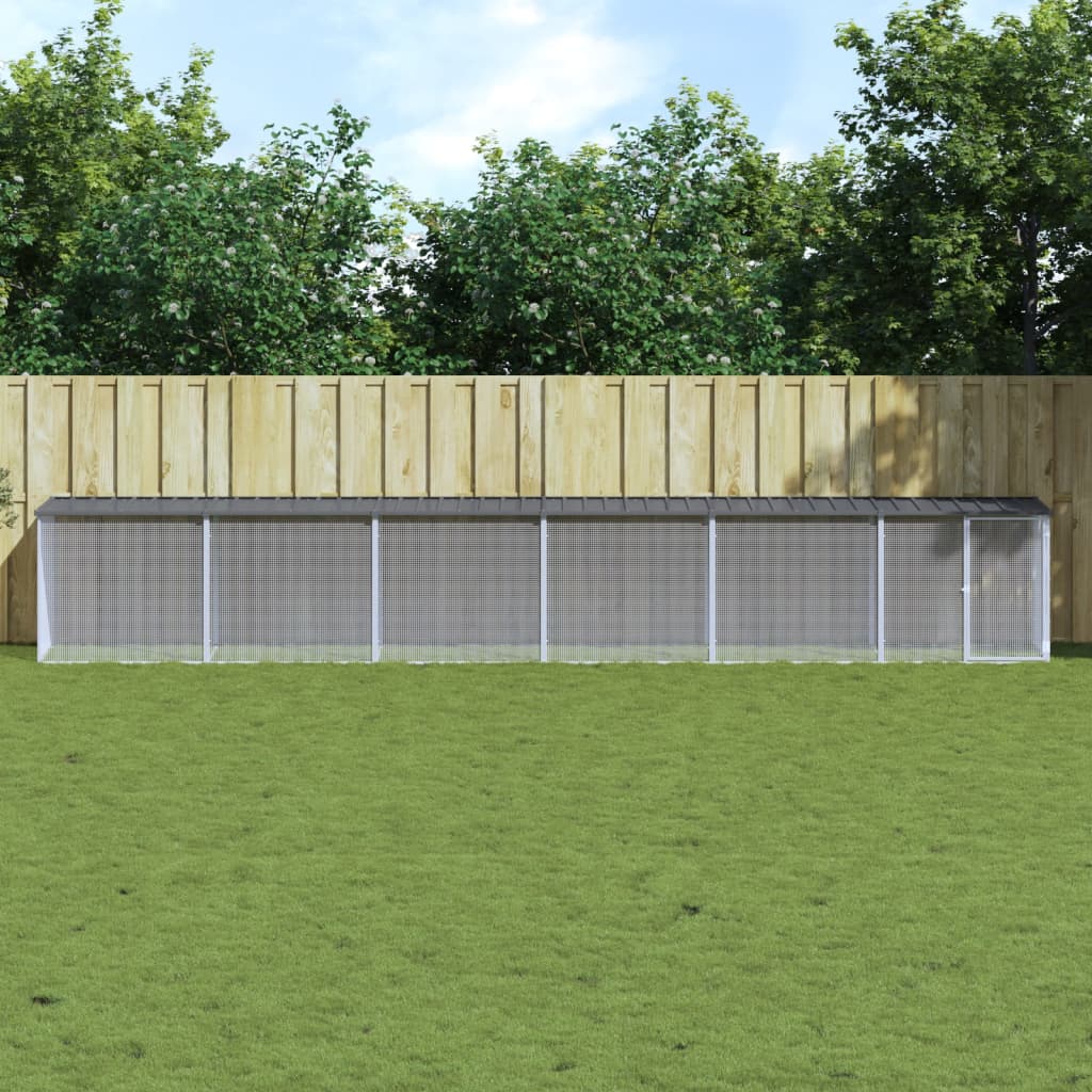 antracitszürke horganyzott acél tyúkketrec tetővel 603x98x90 cm