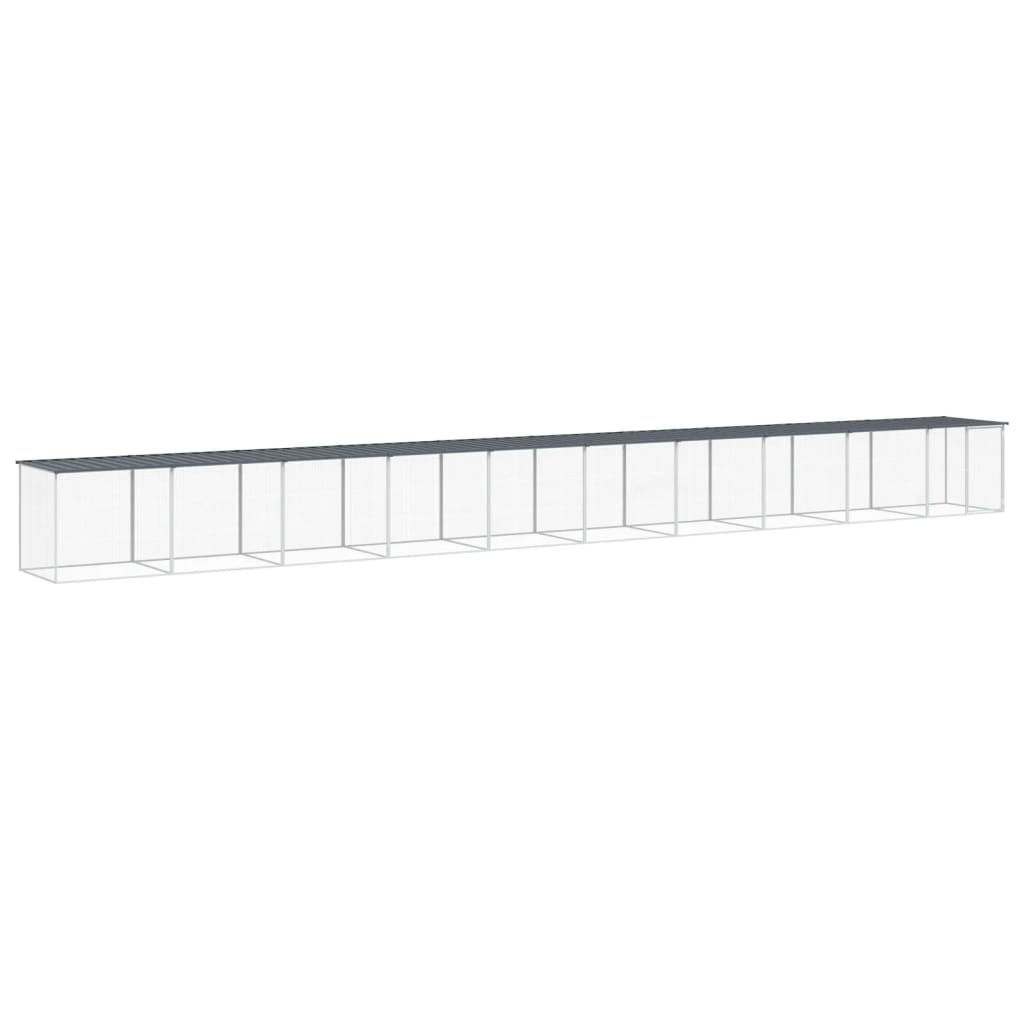 antracitszürke horganyzott acél tyúkketrec tetővel 1003x98x90cm