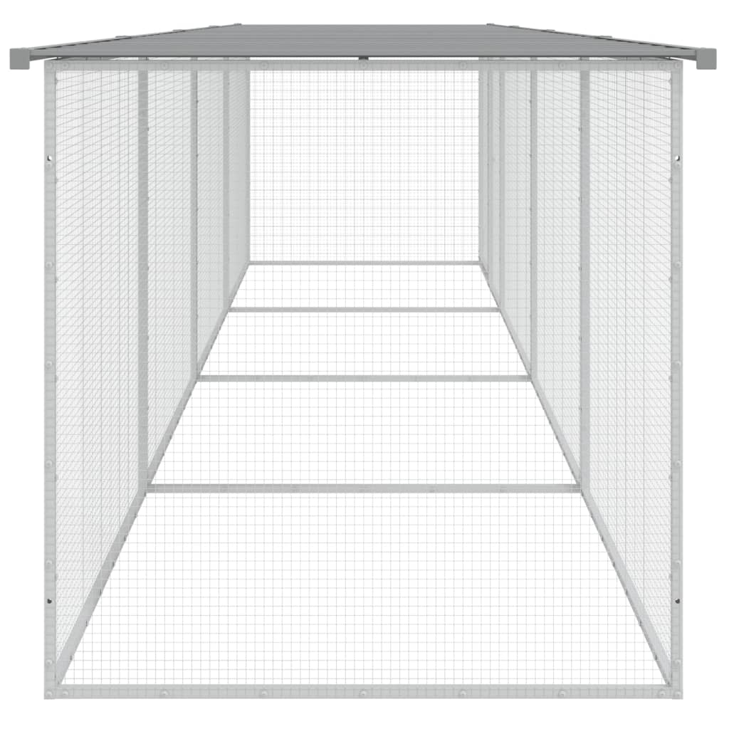 világosszürke horganyzott acél tyúkketrec tetővel 403x98x90 cm