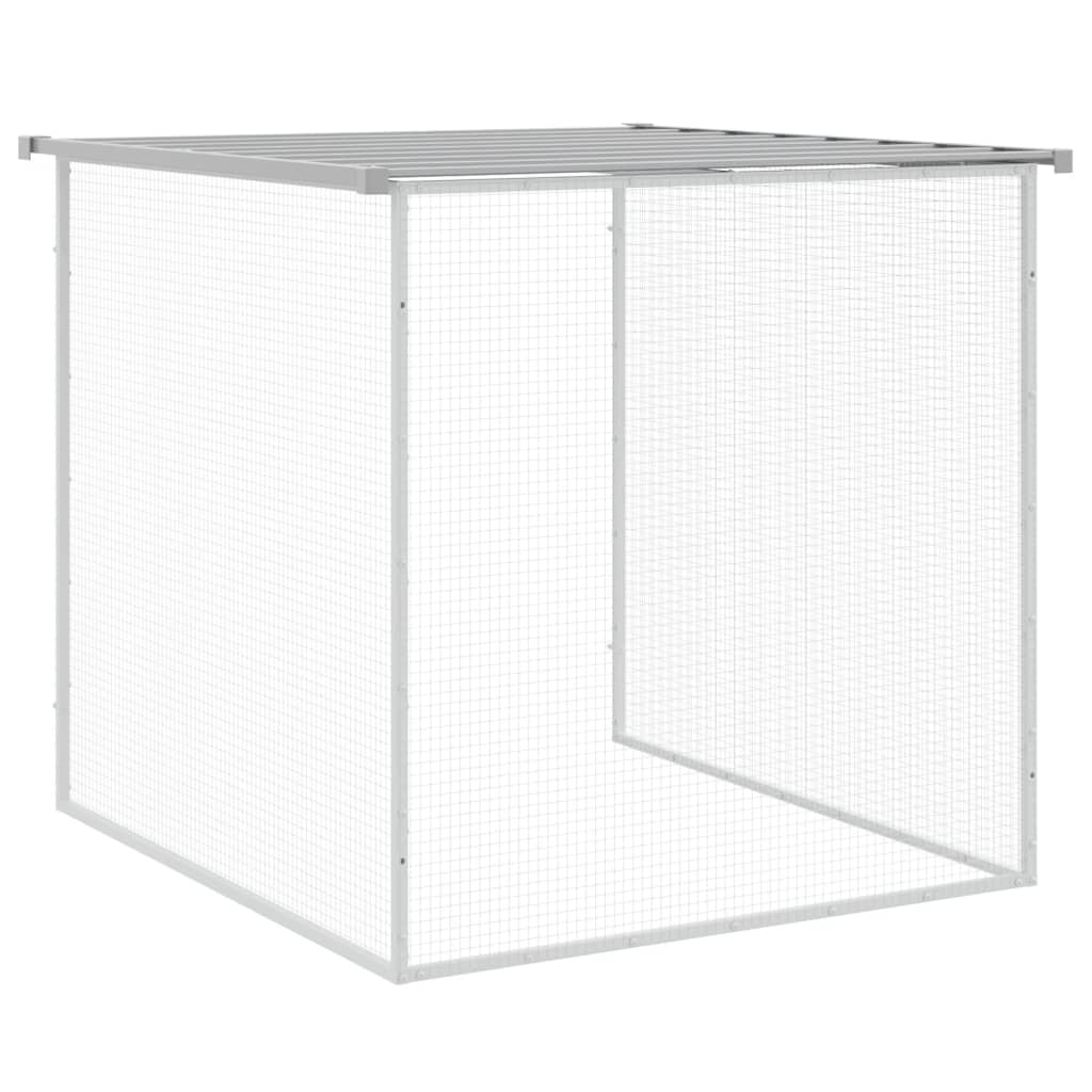 világosszürke horganyzott acél tyúkketrec tetővel 403x98x90 cm