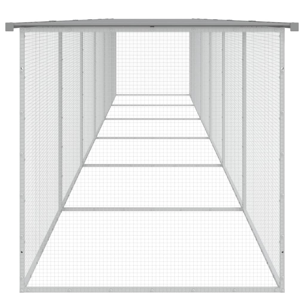 világosszürke horganyzott acél tyúkketrec tetővel 603x98x90 cm