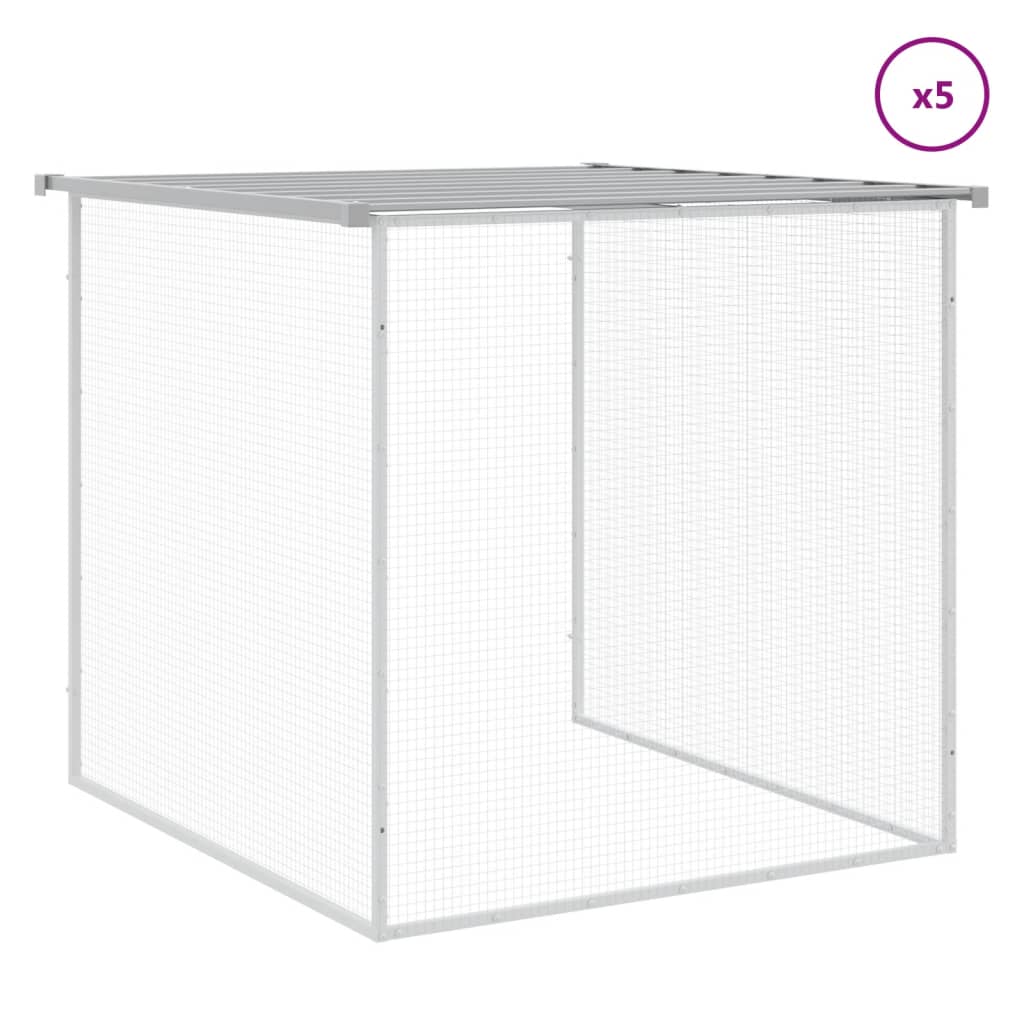világosszürke horganyzott acél tyúkketrec tetővel 603x98x90 cm