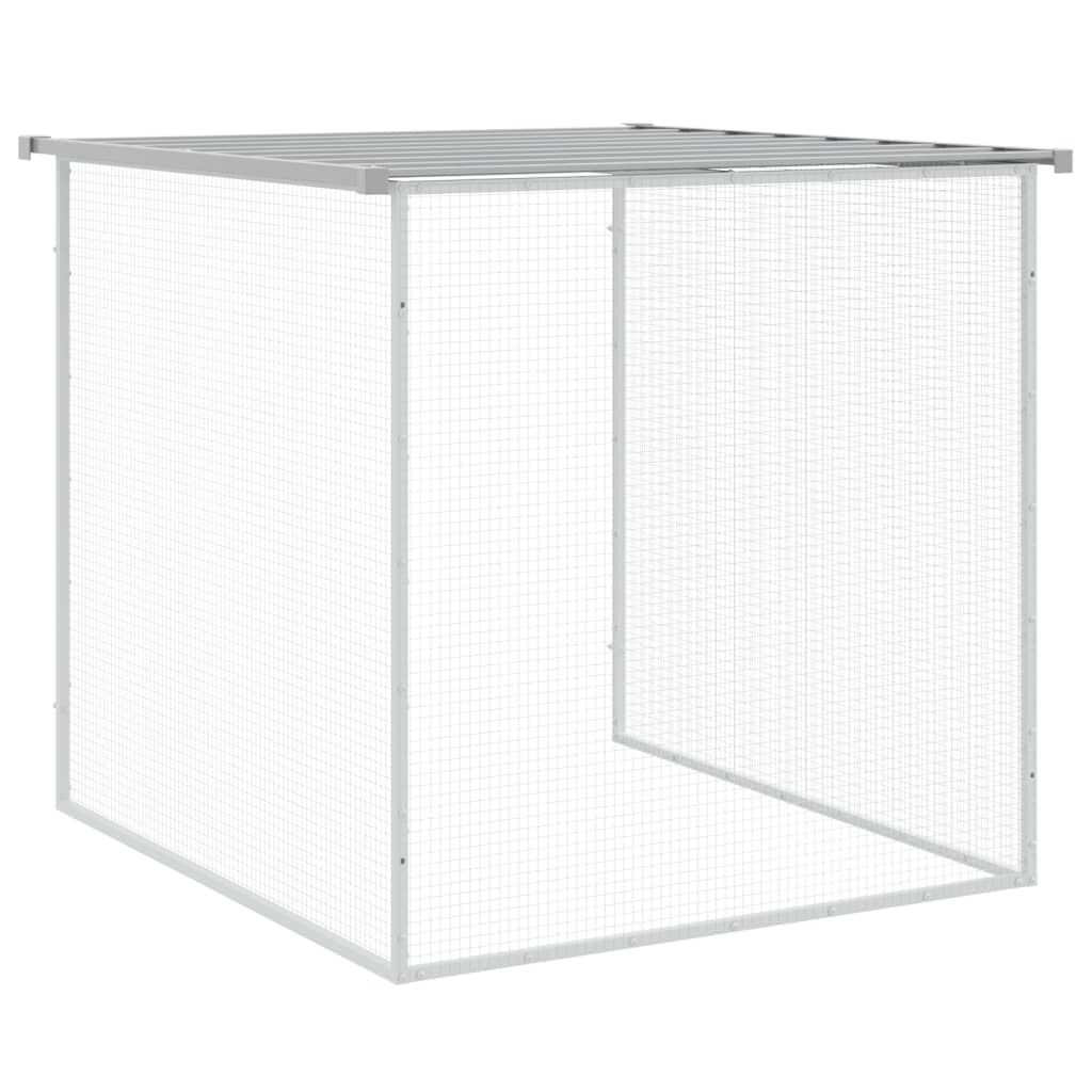 világosszürke horganyzott acél tyúkketrec tetővel 603x98x90 cm