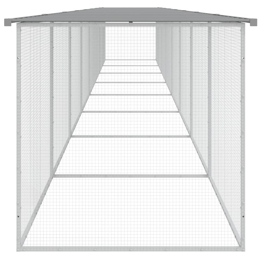 világosszürke horganyzott acél tyúkketrec tetővel 803x98x90 cm
