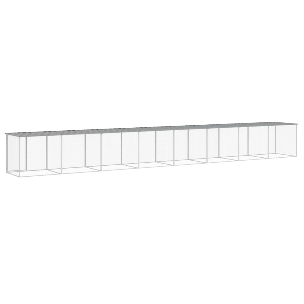 világosszürke horganyzott acél tyúkketrec tetővel 803x98x90 cm