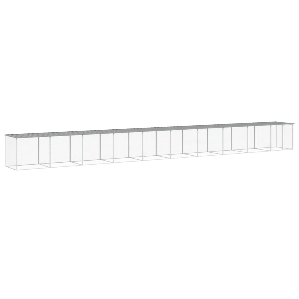 világosszürke horganyzott acél tyúkketrec tetővel 1003x98x90 cm