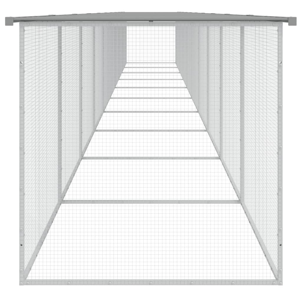 világosszürke horganyzott acél tyúkketrec tetővel 1003x98x90 cm