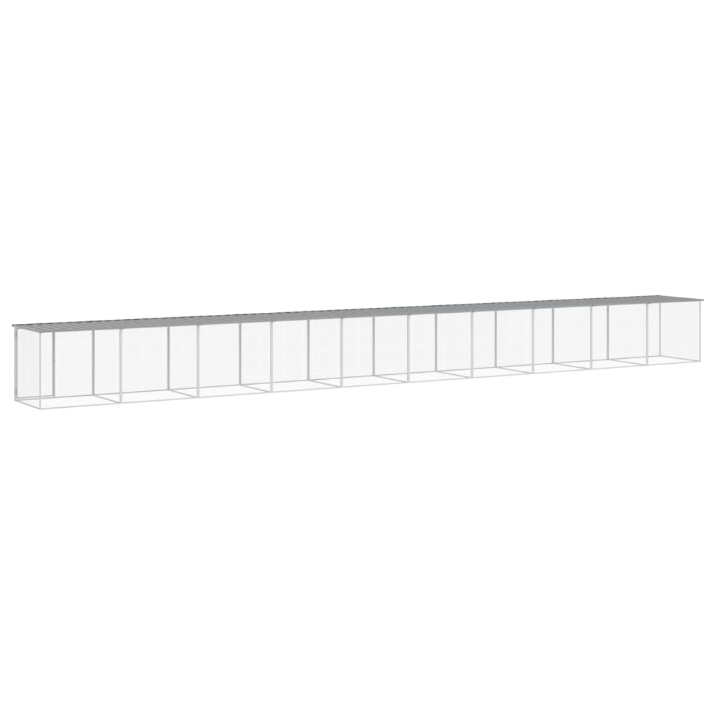 világosszürke horganyzott acél tyúkketrec tetővel 1003x98x90 cm