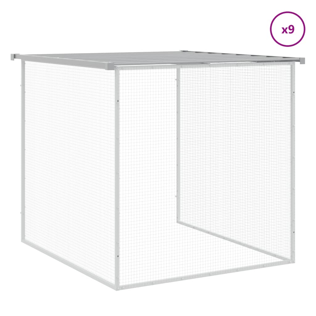 világosszürke horganyzott acél tyúkketrec tetővel 1003x98x90 cm