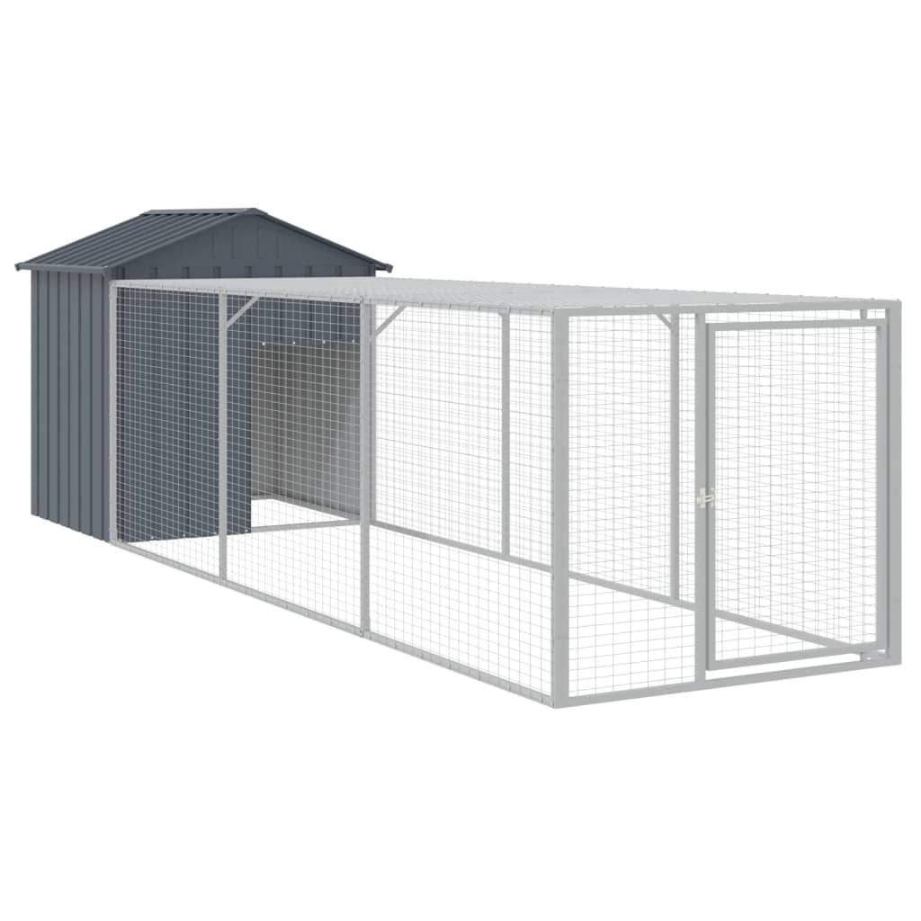 antracit horganyzott acél tyúkketrec kifutóval 117x405x123 cm