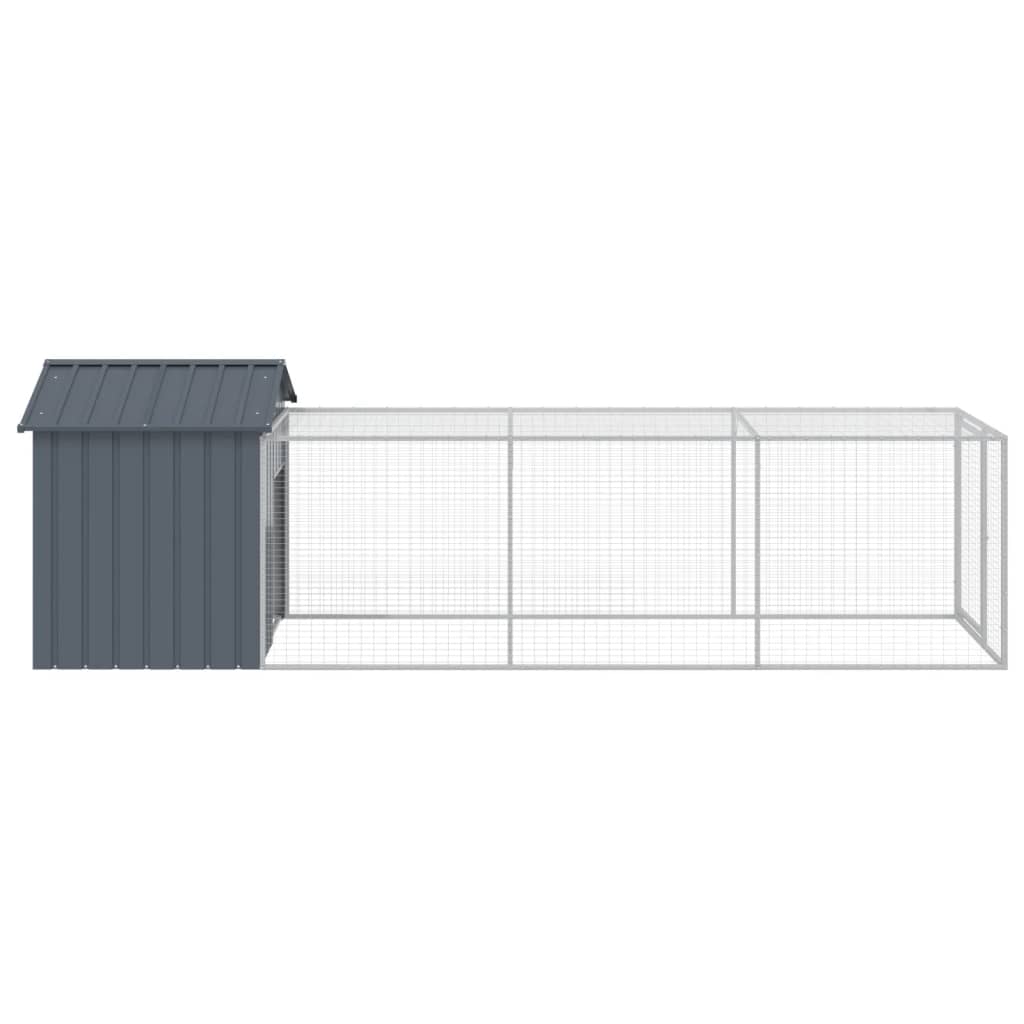 antracit horganyzott acél tyúkketrec kifutóval 117x405x123 cm