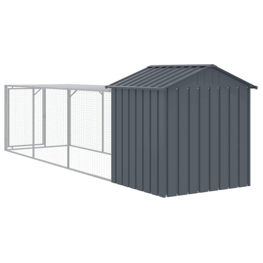 antracit horganyzott acél tyúkketrec kifutóval 117x405x123 cm