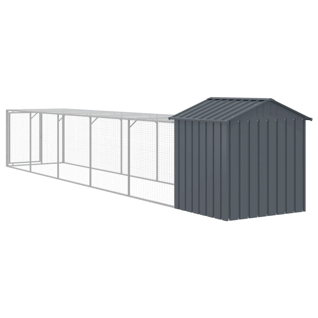 antracit horganyzott acél tyúkketrec kifutóval 117x609x123 cm