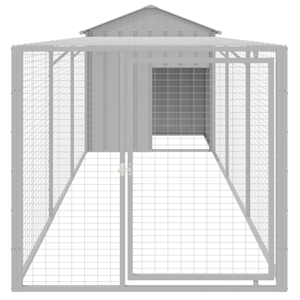 világosszürke horganyzott acél kifutós tyúkketrec 117x405x123cm