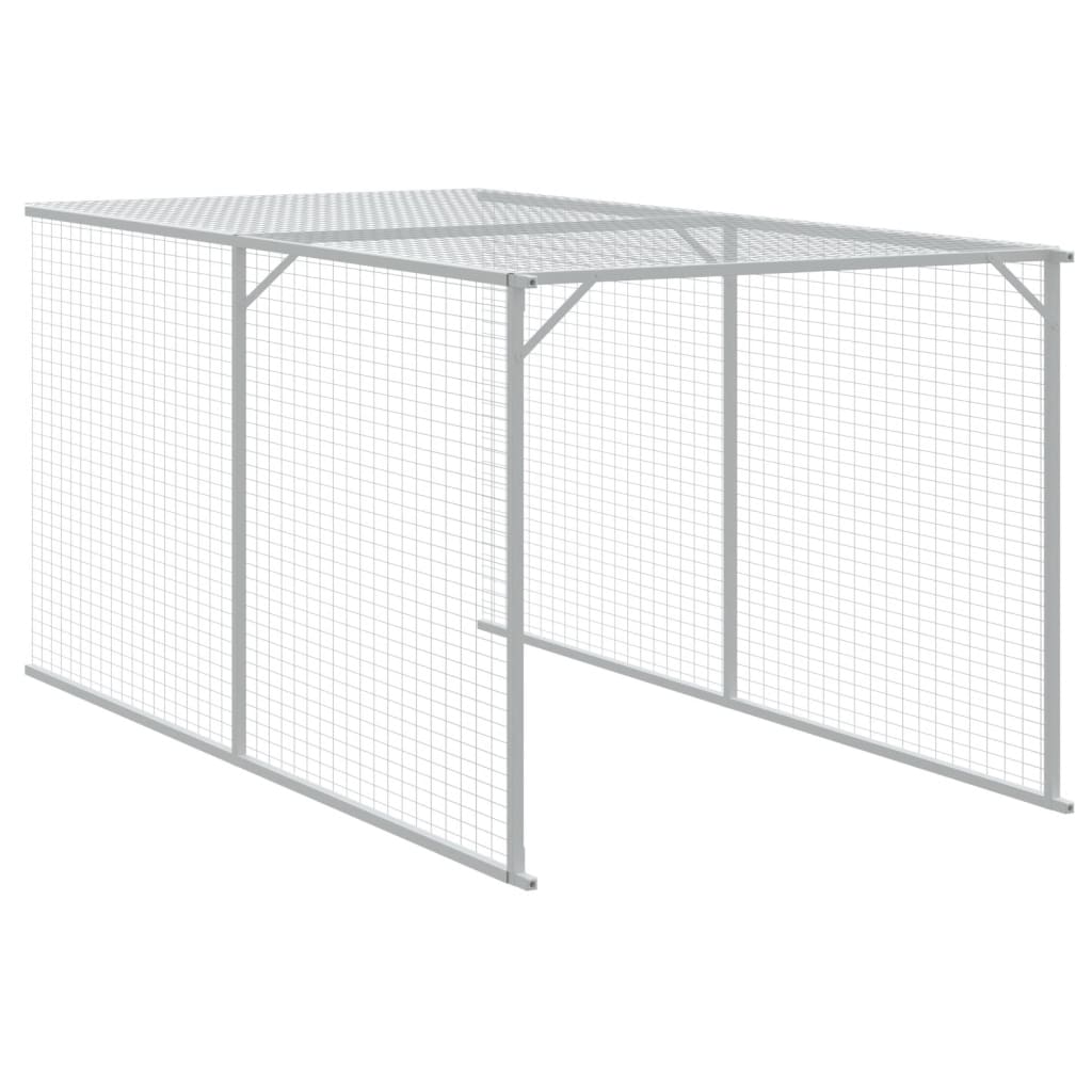 világosszürke horganyzott acél kifutós tyúkketrec 117x405x123cm
