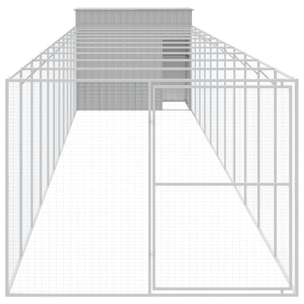 világosszürke horganyzott acél tetős kutyakennel 214x1273x181cm