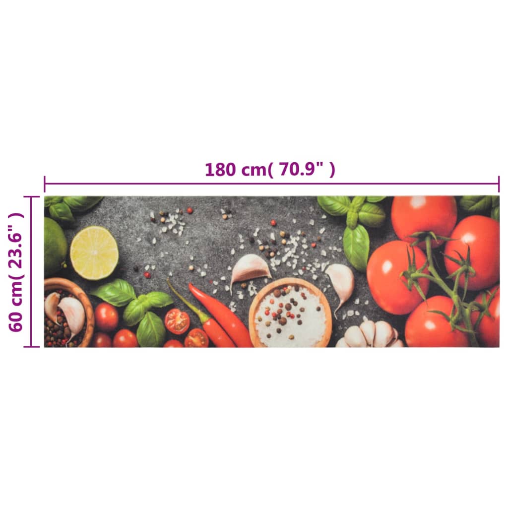 mosható zöldségmintás bársony konyhai szőnyeg 60x180 cm