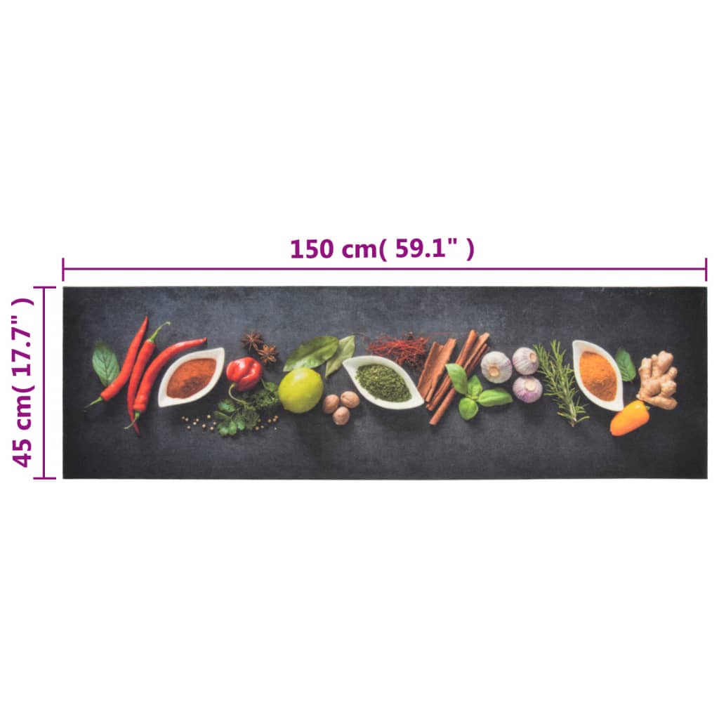 mosható fűszermintás bársony konyhaszőnyeg 45 x 150 cm