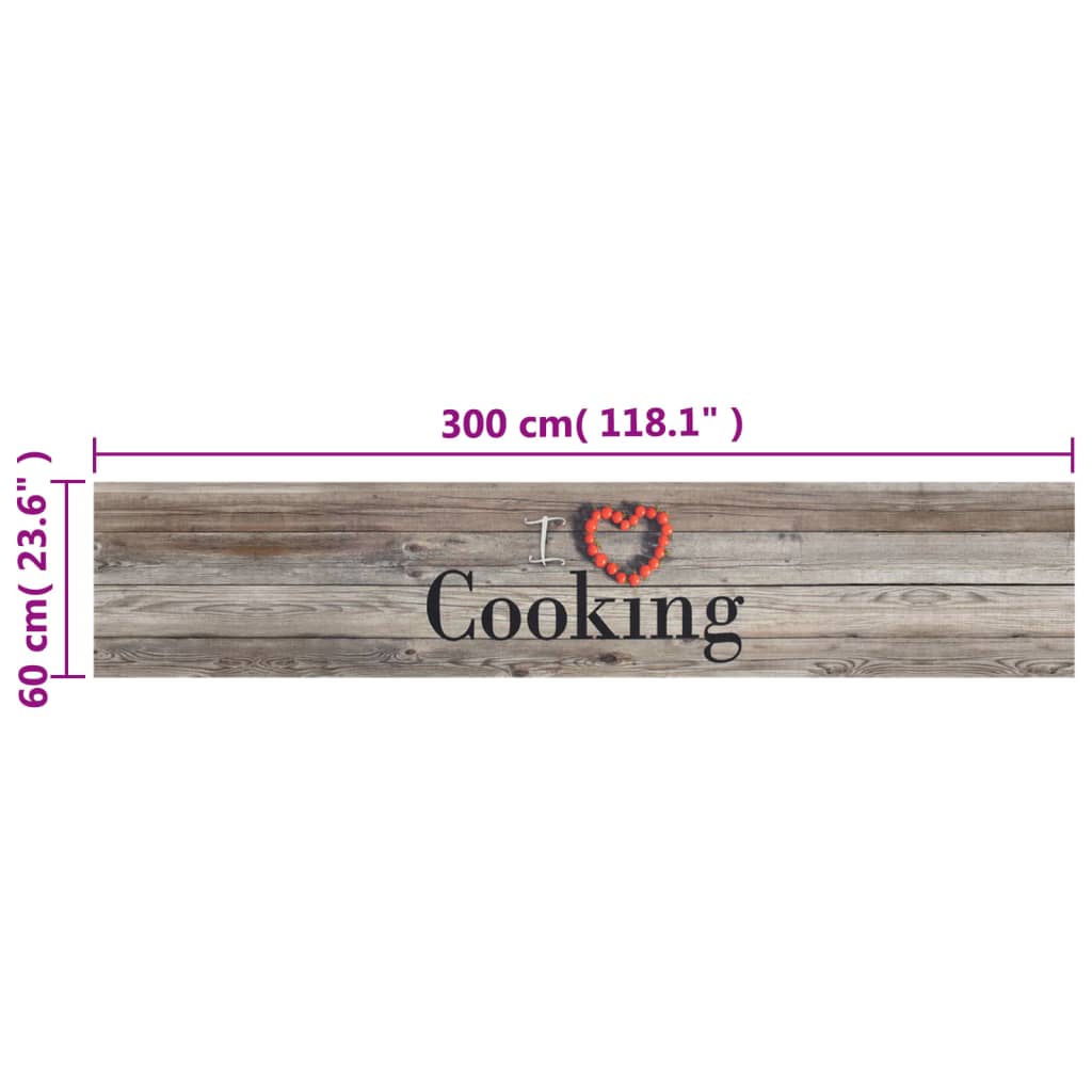 szürke mosható cooking feliratos bársony konyhaszőnyeg 60x300cm
