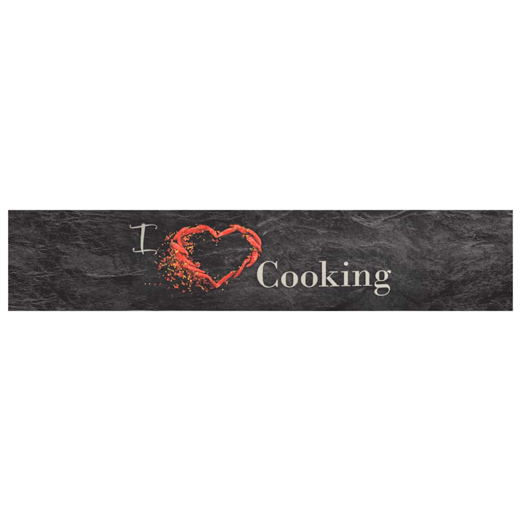 fekete mosható cooking feliratos bársony konyhaszőnyeg 60x300cm