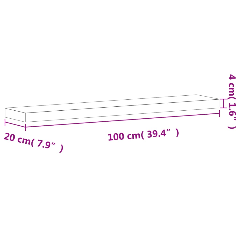 tömör bükkfa fali polc 100 x 20 x 4 cm