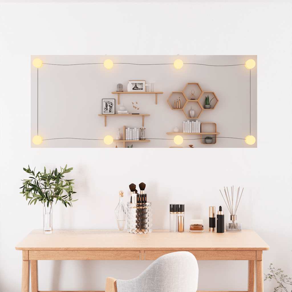 téglalap alakú üveg falitükör LED fényekkel 40 x 100 cm
