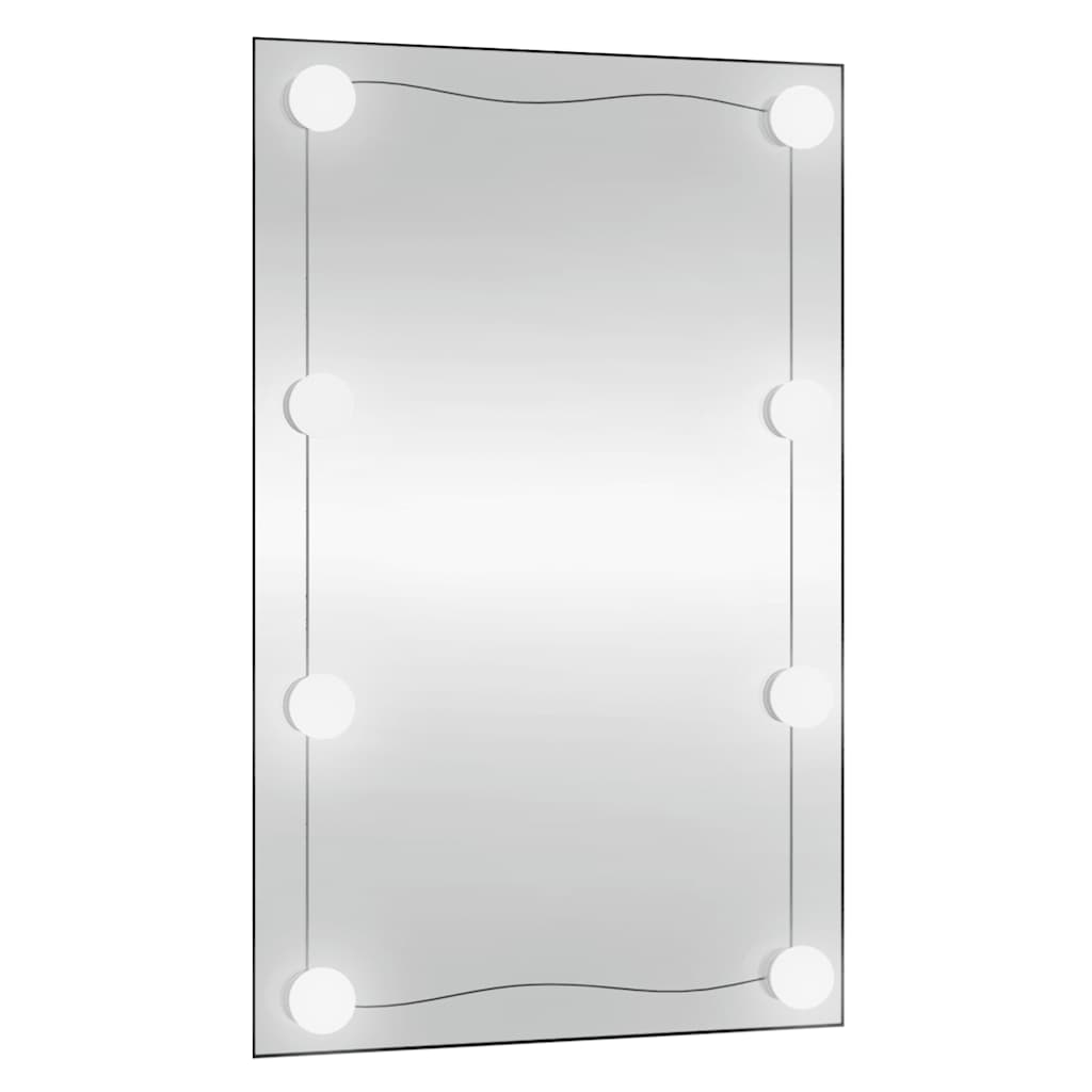 téglalap alakú üveg falitükör LED fényekkel 50 x 80 cm