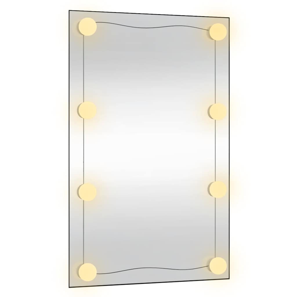 téglalap alakú üveg falitükör LED fényekkel 50 x 80 cm