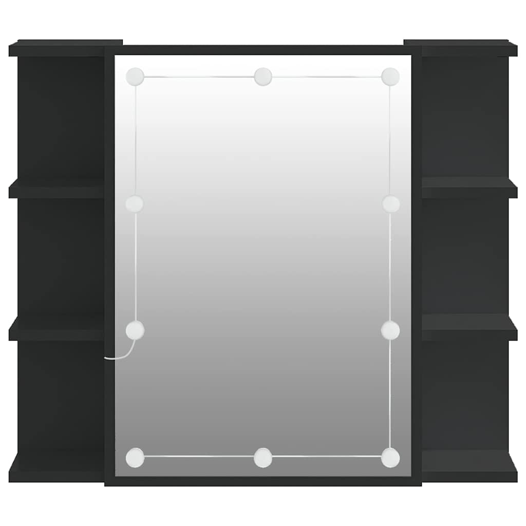 fekete tükrös szekrény LED-ekkel 70 x 16,5 x 60 cm