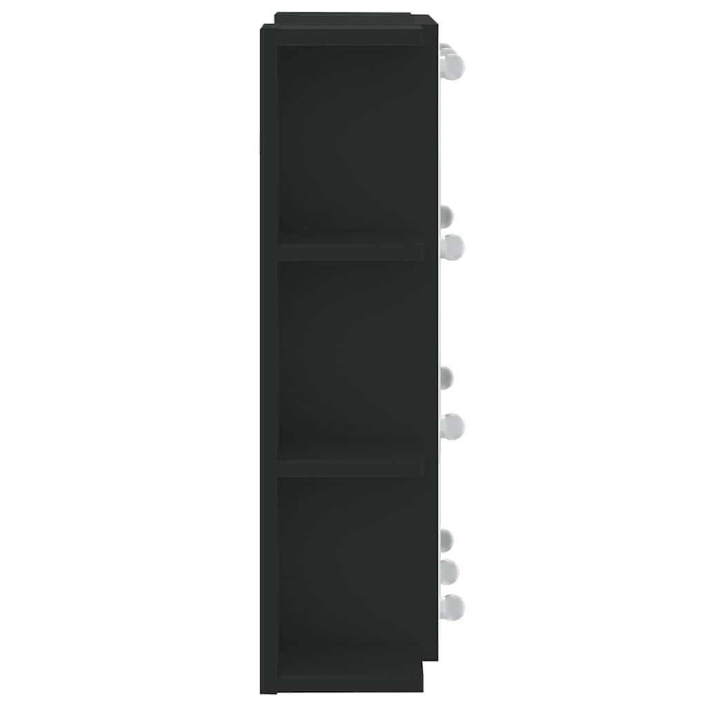 fekete tükrös szekrény LED-ekkel 70 x 16,5 x 60 cm