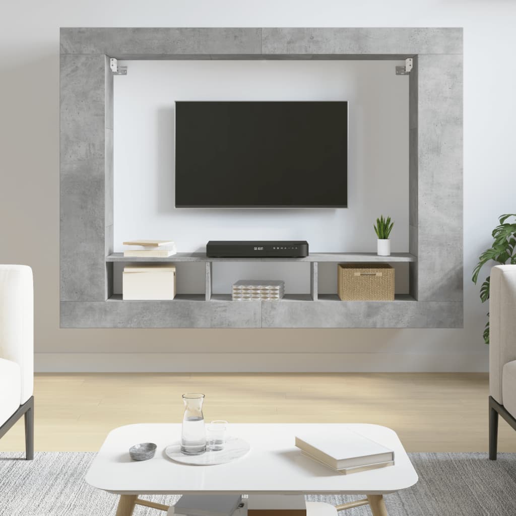 betonszürke szerelt fa TV-szekrény 152x22x113 cm
