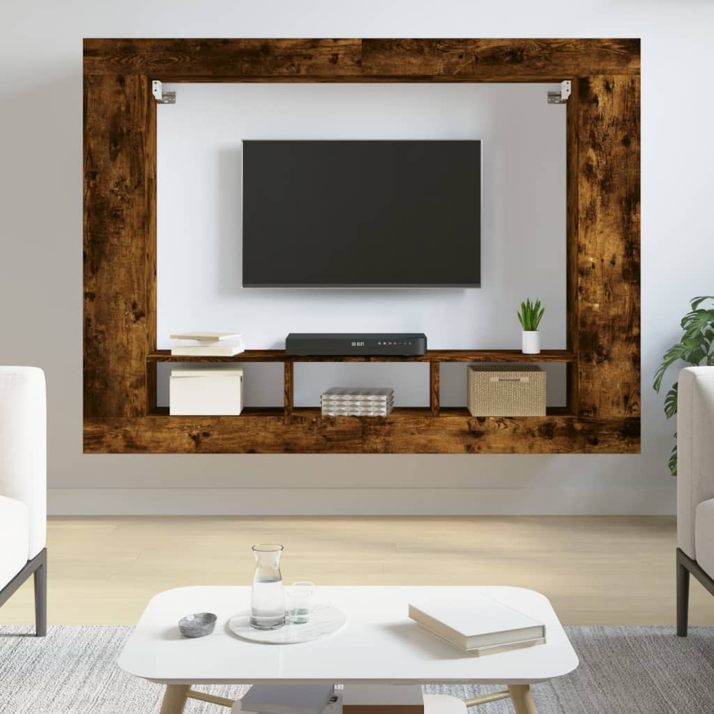 füstös tölgy színű szerelt fa TV-szekrény 152x22x113 cm