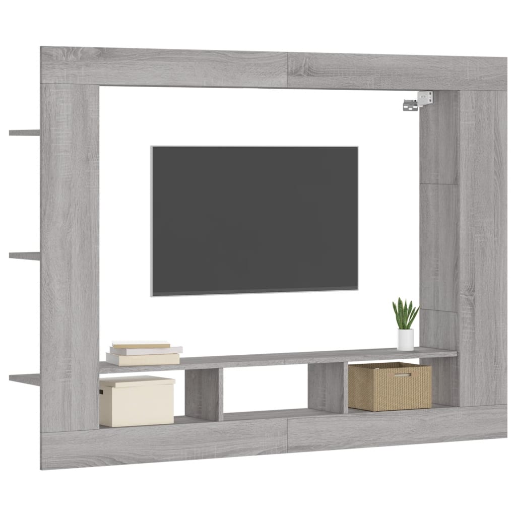 szürke sonoma színű szerelt fa TV-szekrény 152x22x113 cm