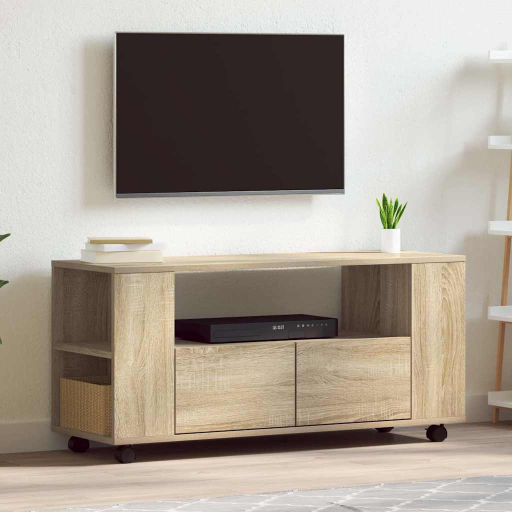 sonoma tölgy színű szerelt fa TV-szekrény 102 x 34,5 x 43 cm