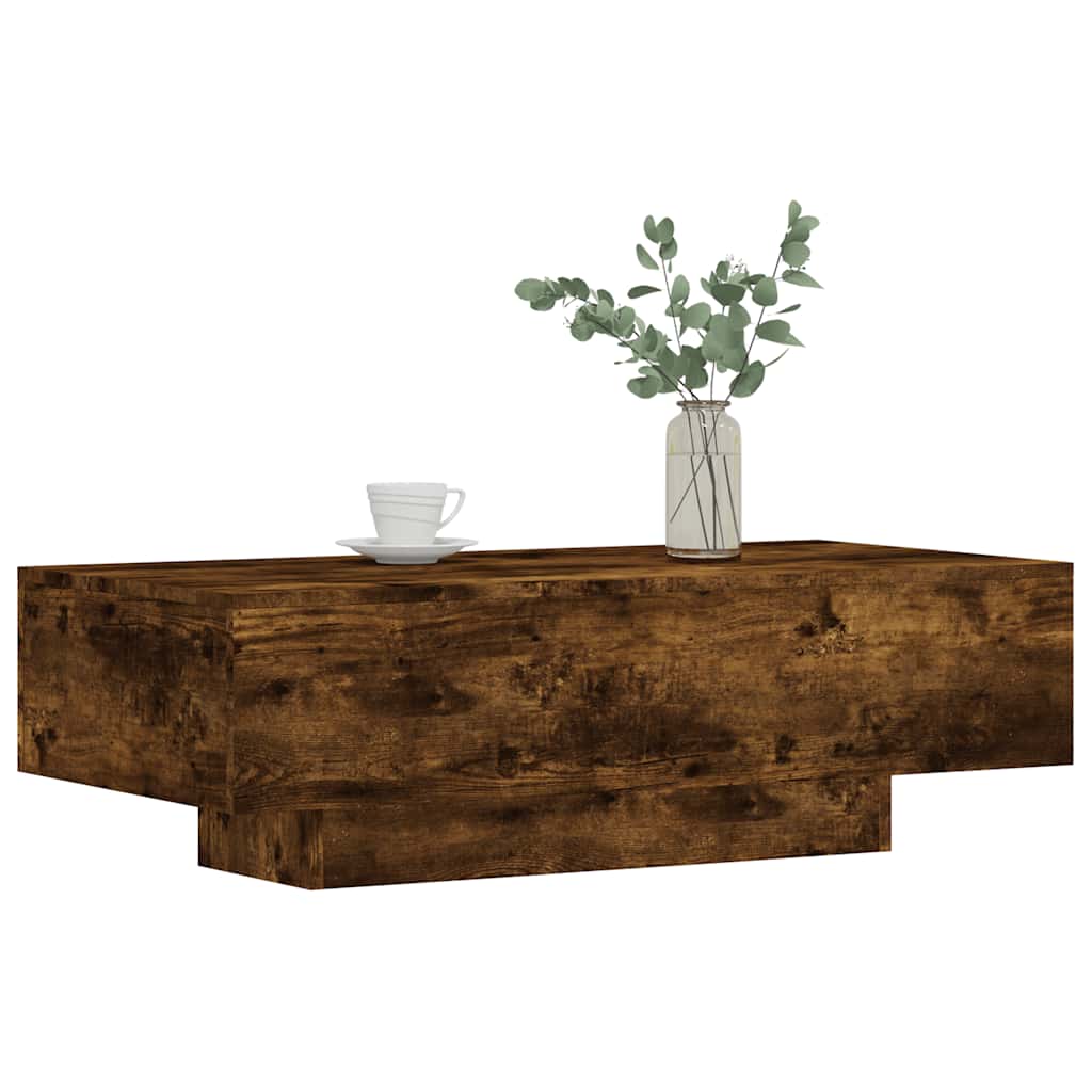 füstös tölgy színű szerelt fa dohányzóasztal 100x49,5x31 cm