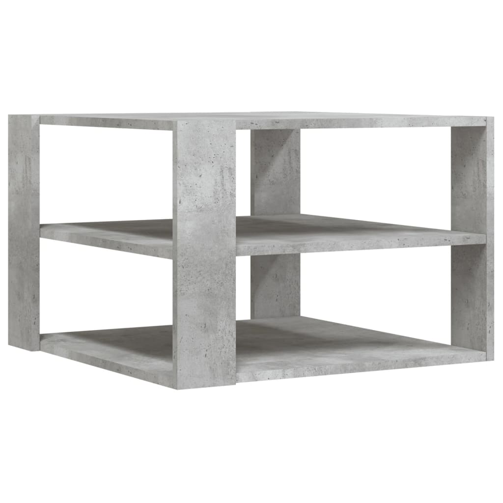 betonszürke szerelt fa dohányzóasztal 58 x 58 x 40 cm