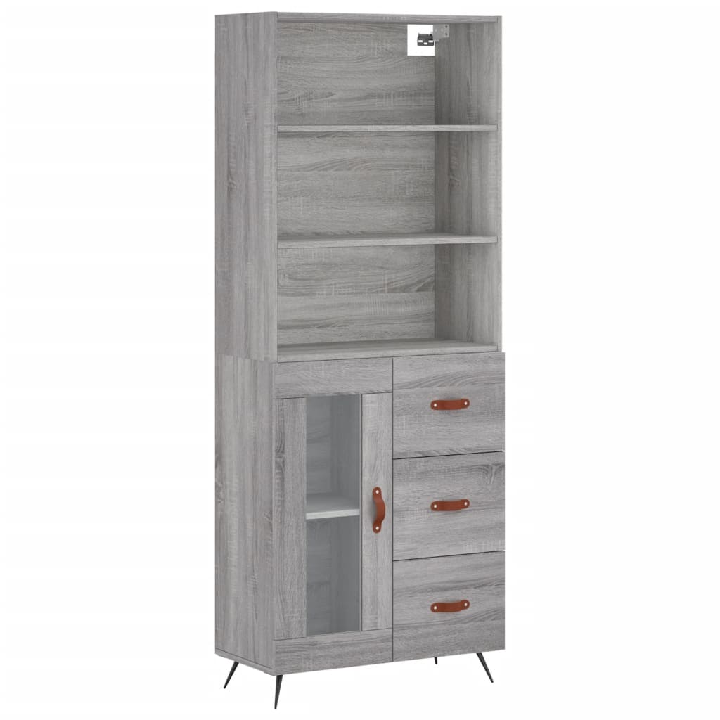 szürke sonoma szerelt fa magasszekrény 69,5 x 34 x 180 cm