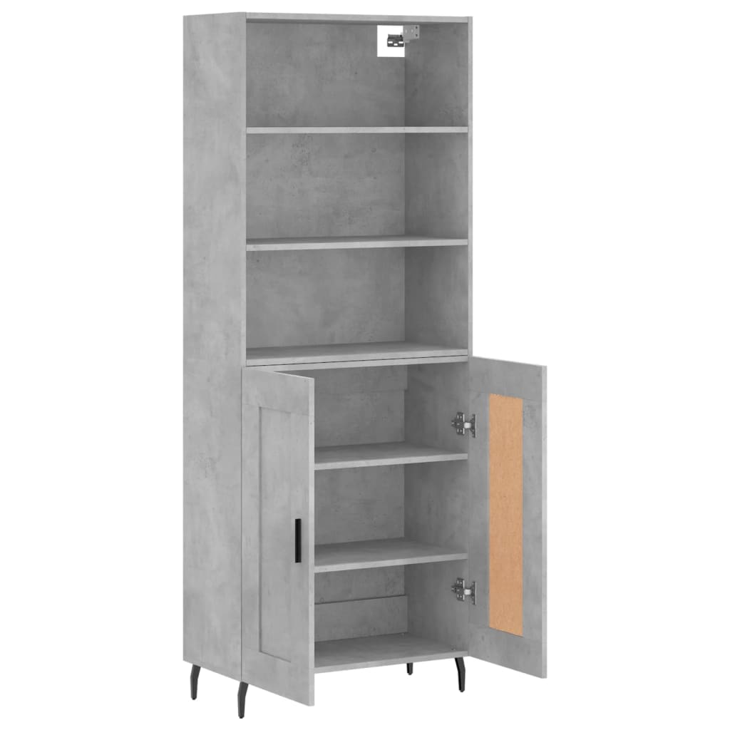 betonszürke szerelt fa magasszekrény 69,5 x 34 x 180 cm