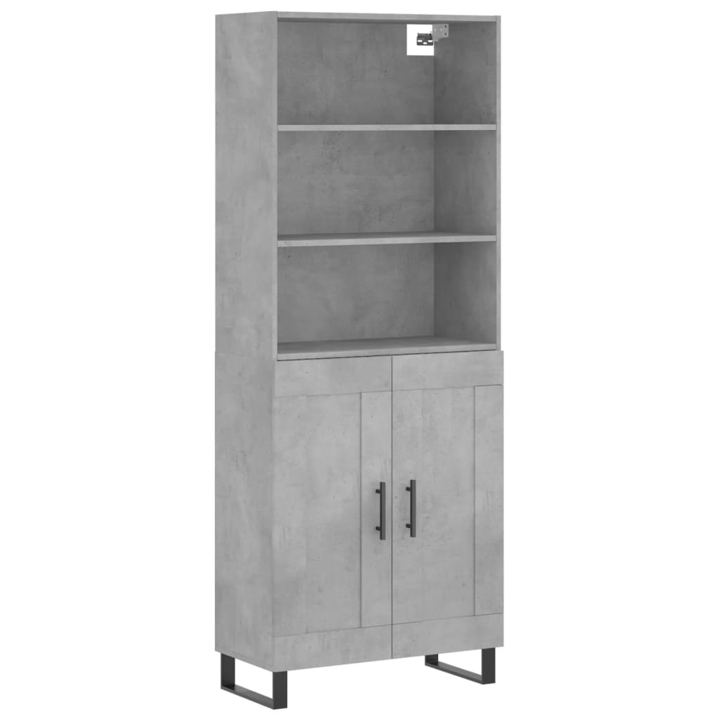 betonszürke szerelt fa magasszekrény 69,5 x 34 x 180 cm