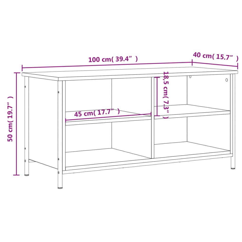 füstös tölgy színű szerelt fa TV-szekrény 100x40x50 cm