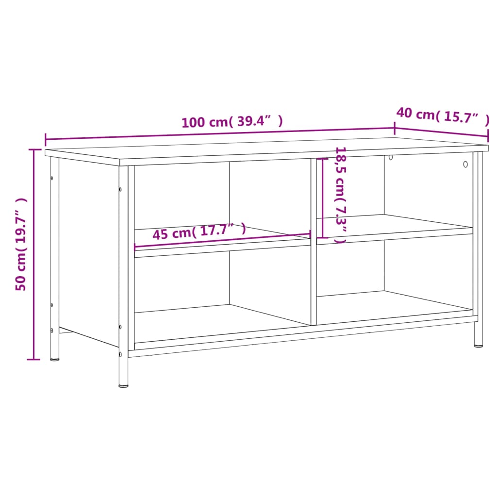 szürke sonoma színű szerelt fa TV-szekrény 100x40x50 cm