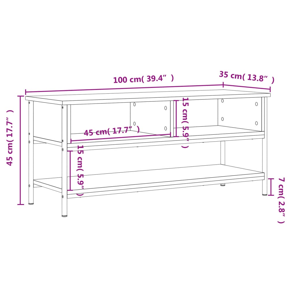 szürke sonoma színű szerelt fa TV-szekrény 100 x 35 x 45 cm