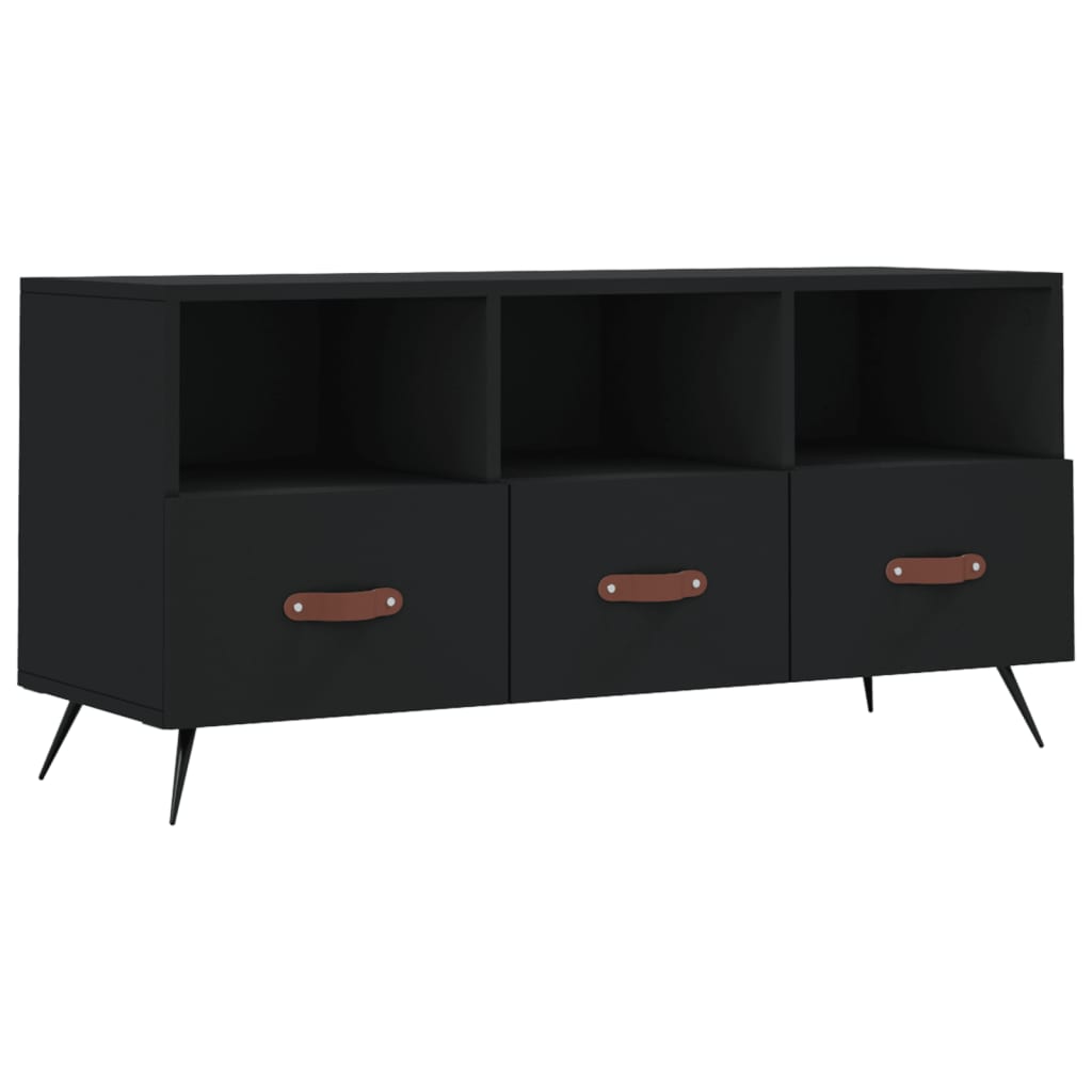 fekete szerelt fa TV-szekrény 102 x 36 x 50 cm