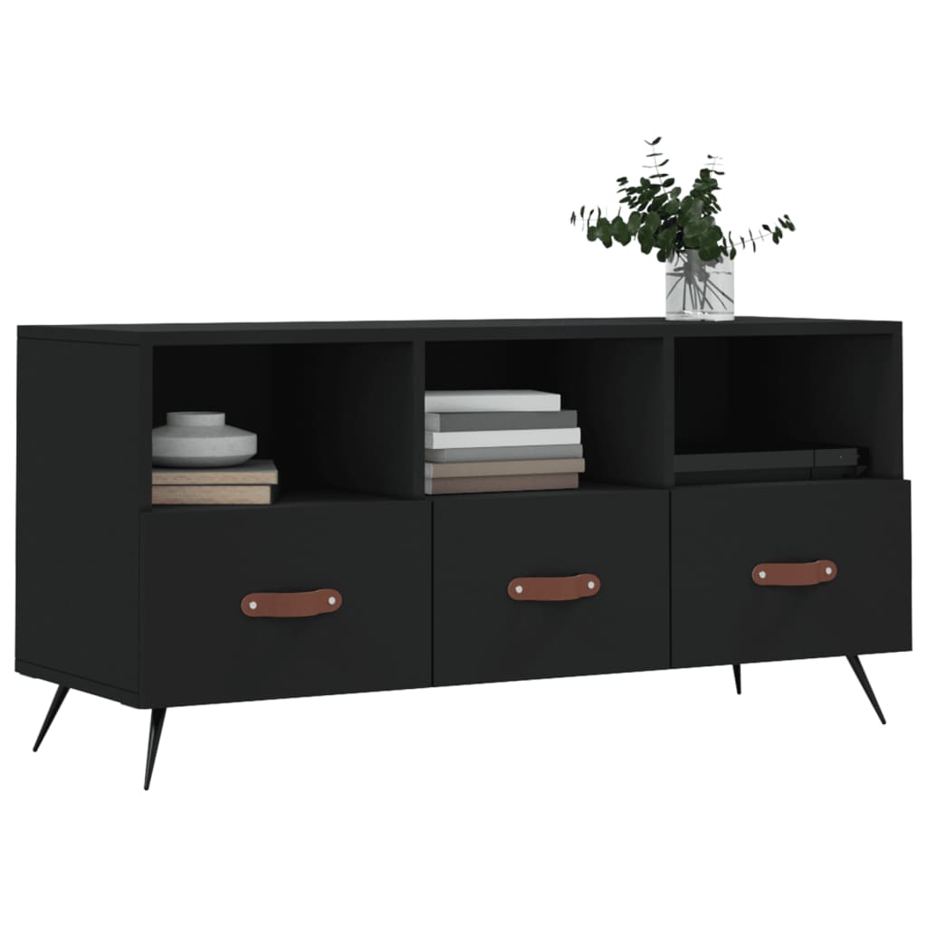 fekete szerelt fa TV-szekrény 102 x 36 x 50 cm